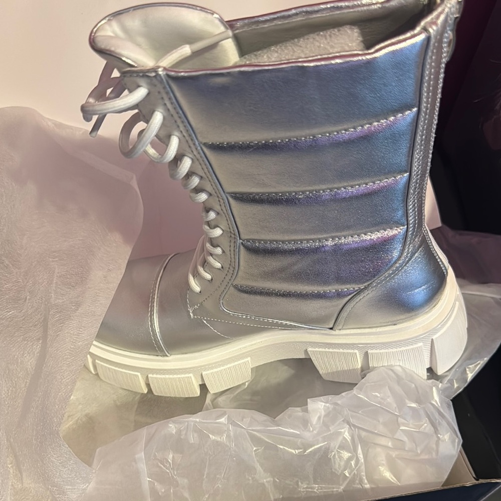 Silver Women's Combat Boots
